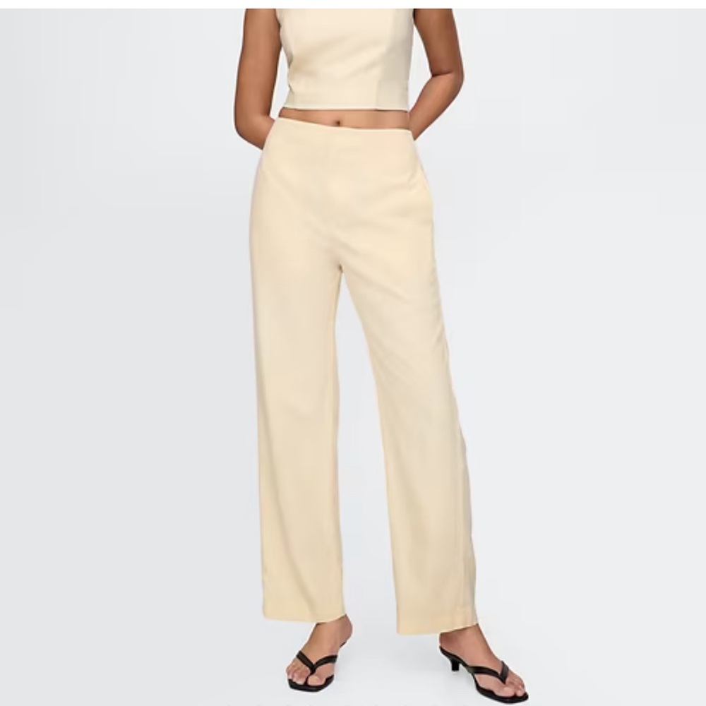 Linen-Blend Relaxed Straight Ankle Pants
